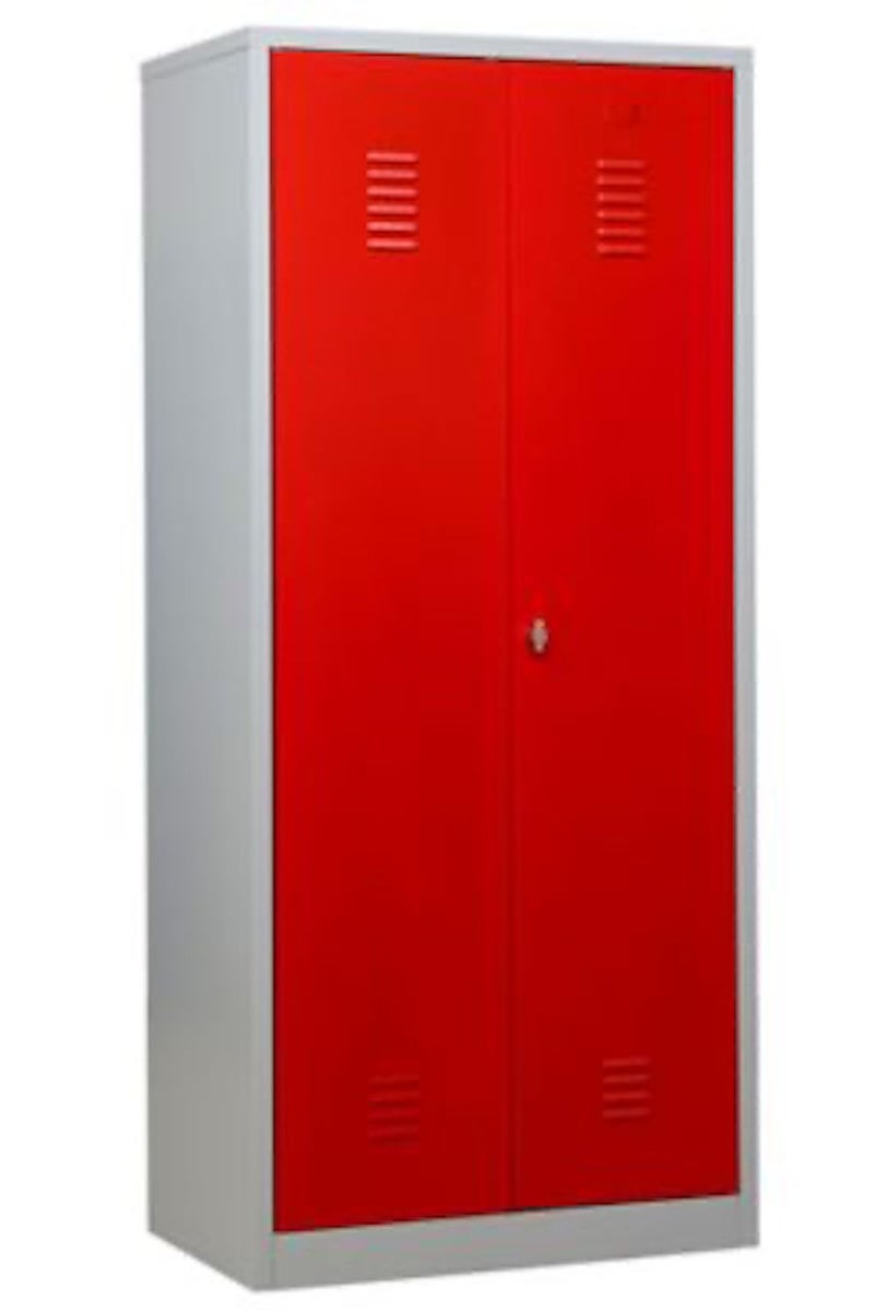 PROREGAL Garderobekast Camel 2 compartimenten & 1 slot HxBxD 180 x 80 x 50 cm Hangslot Grijs-Rood