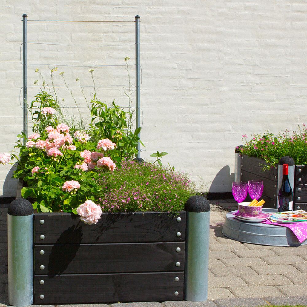 PLANTEKASSE PLUS PIPE SVART 80X80X36 CM