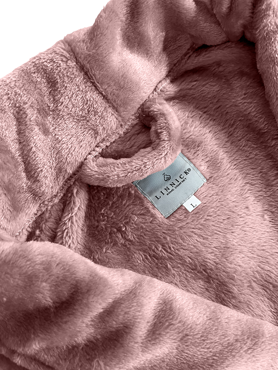 LINNICK Flanel Fleece Badjas Uni - old rose