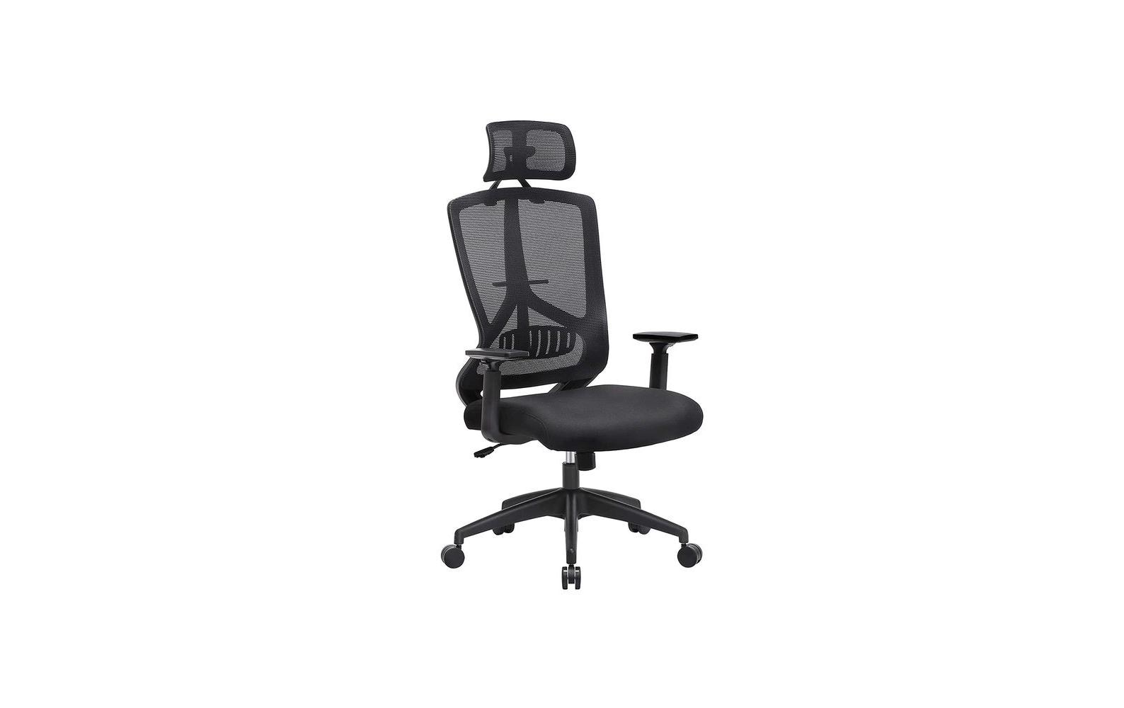 Bürostuhl mit Armlehnen und Fusskreuz Schwarz<br>Drehstuhl mit Lendenwirbelstütze