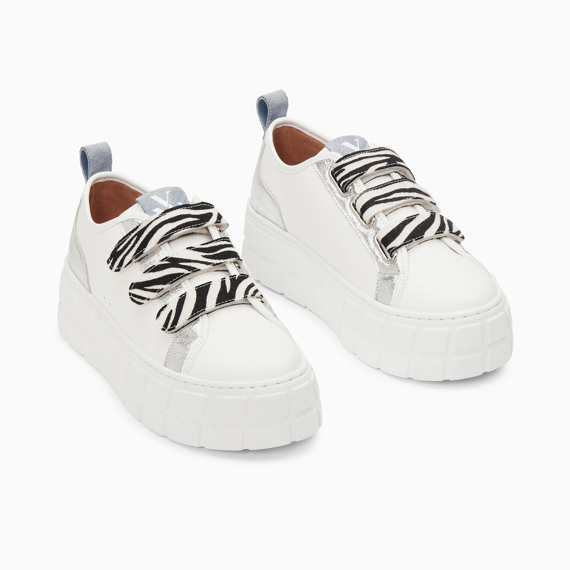 Sneakers-Baskets Bridget argent et zèbre à plateforme