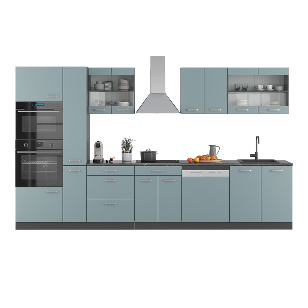 Vicco Küchenzeile R-Line Solid Anthrazit Blau Grau 350 cm modern Küchenschränke Küchenmöbel