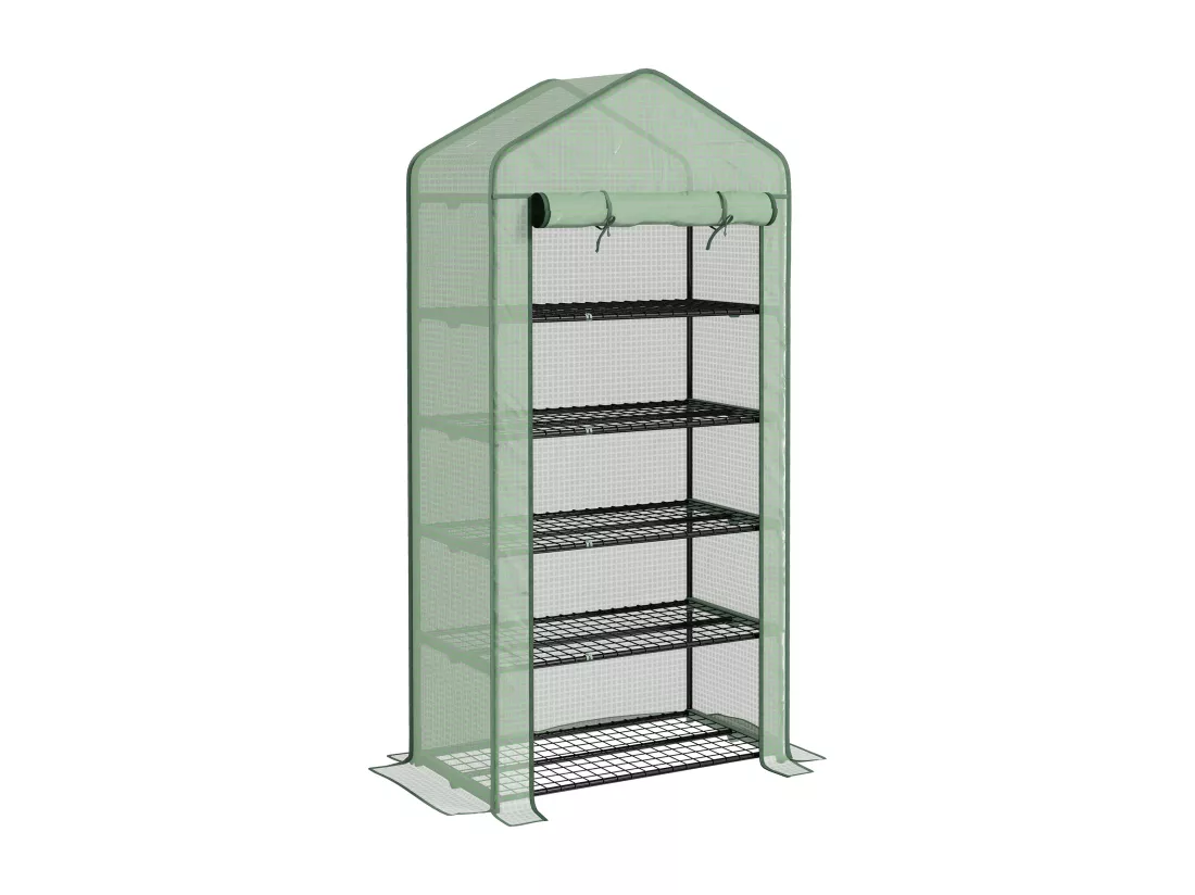 Serre de jardin balcon 5 niveaux porte acier PE vert
