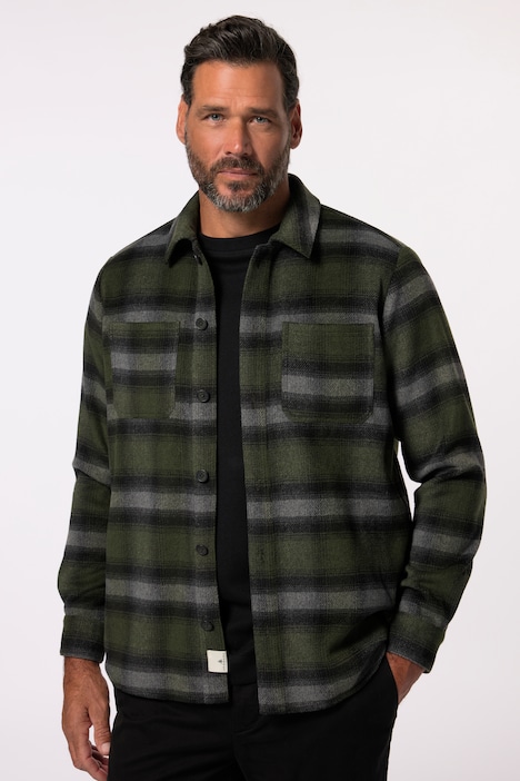 JP AWARE Overshirt, Karoflanell, recycelte Materialien, bis 7 XL