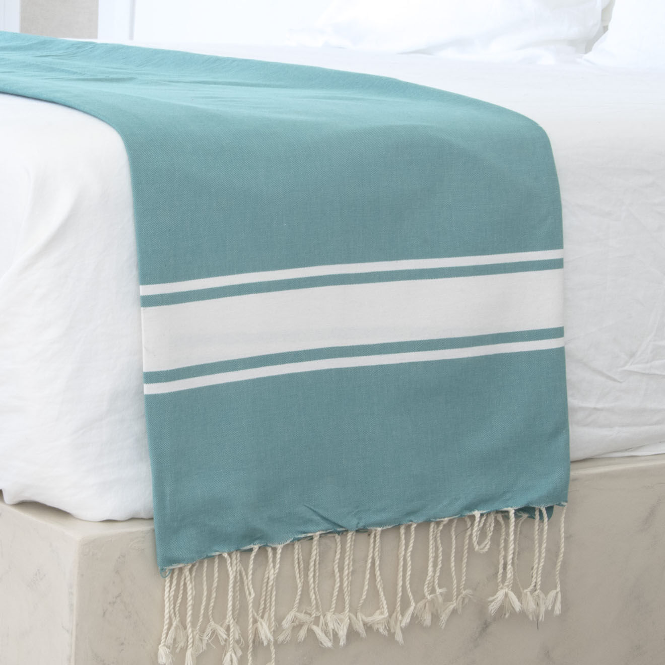 Febronie Nappe 100% Coton 200 g/m² Saint-Tropez vert canard/blanc