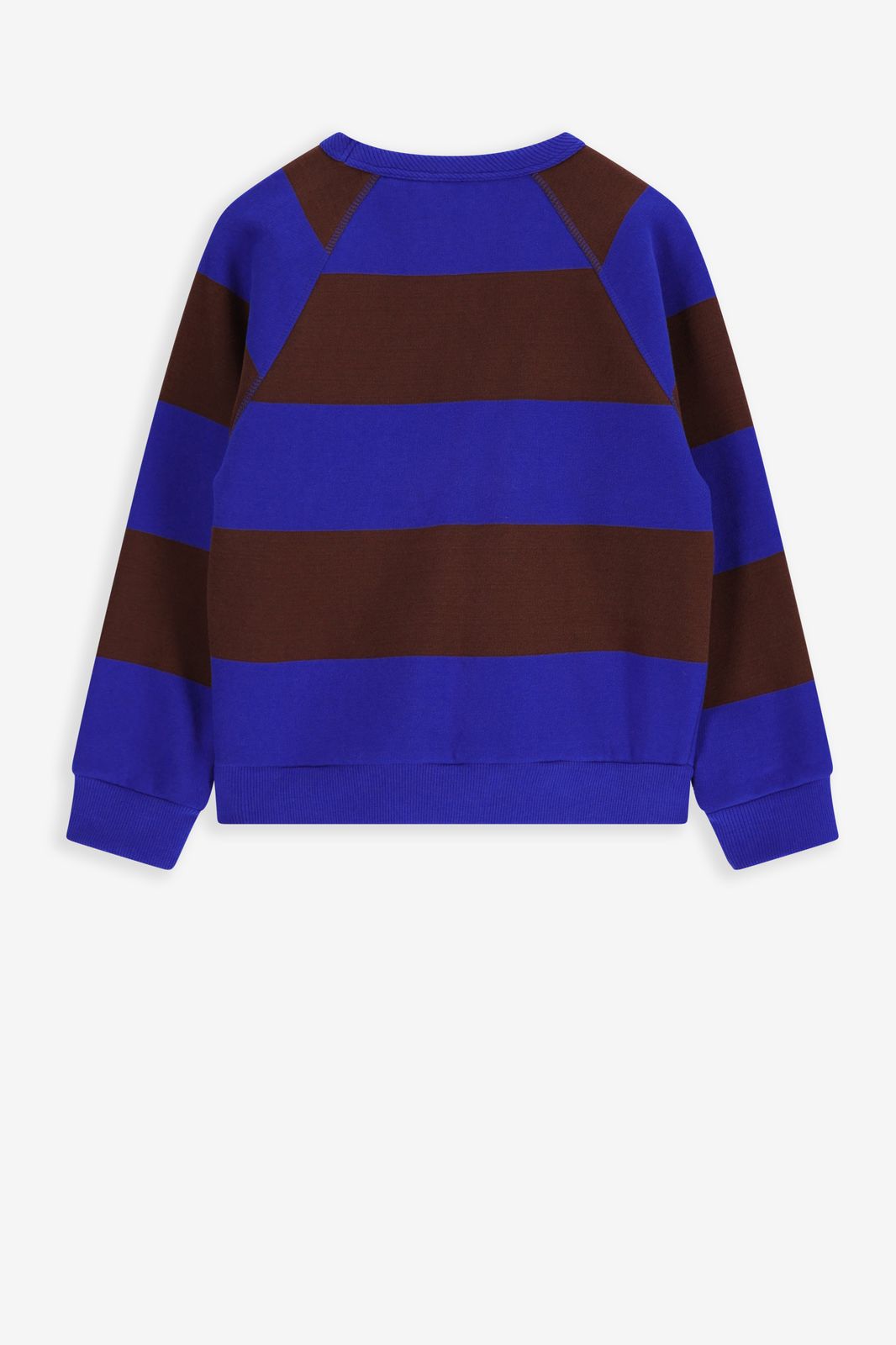 Bruin met blauw gestreepte sweater