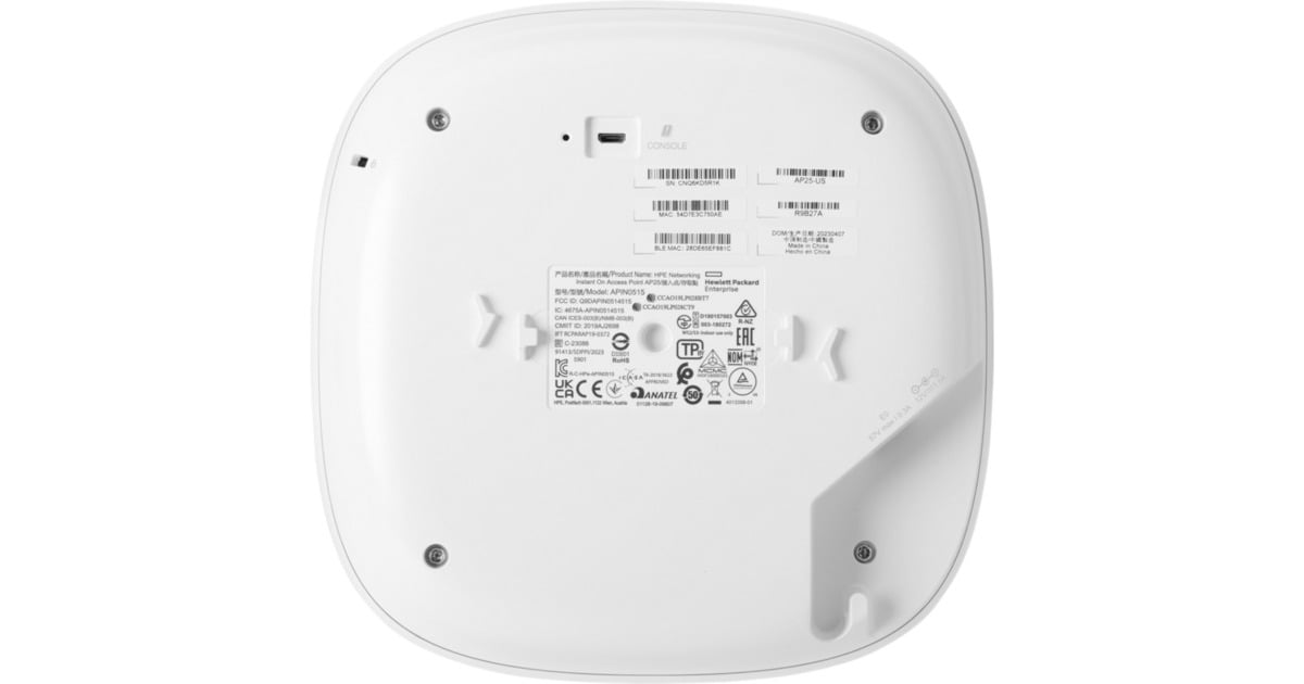 Hewlett Packard EnterpriseInstant On Bundle (WW) AP25 (R9B34A) access point  (Wit, Incl.12V adapter, Wi‑Fi 6 4x4)
