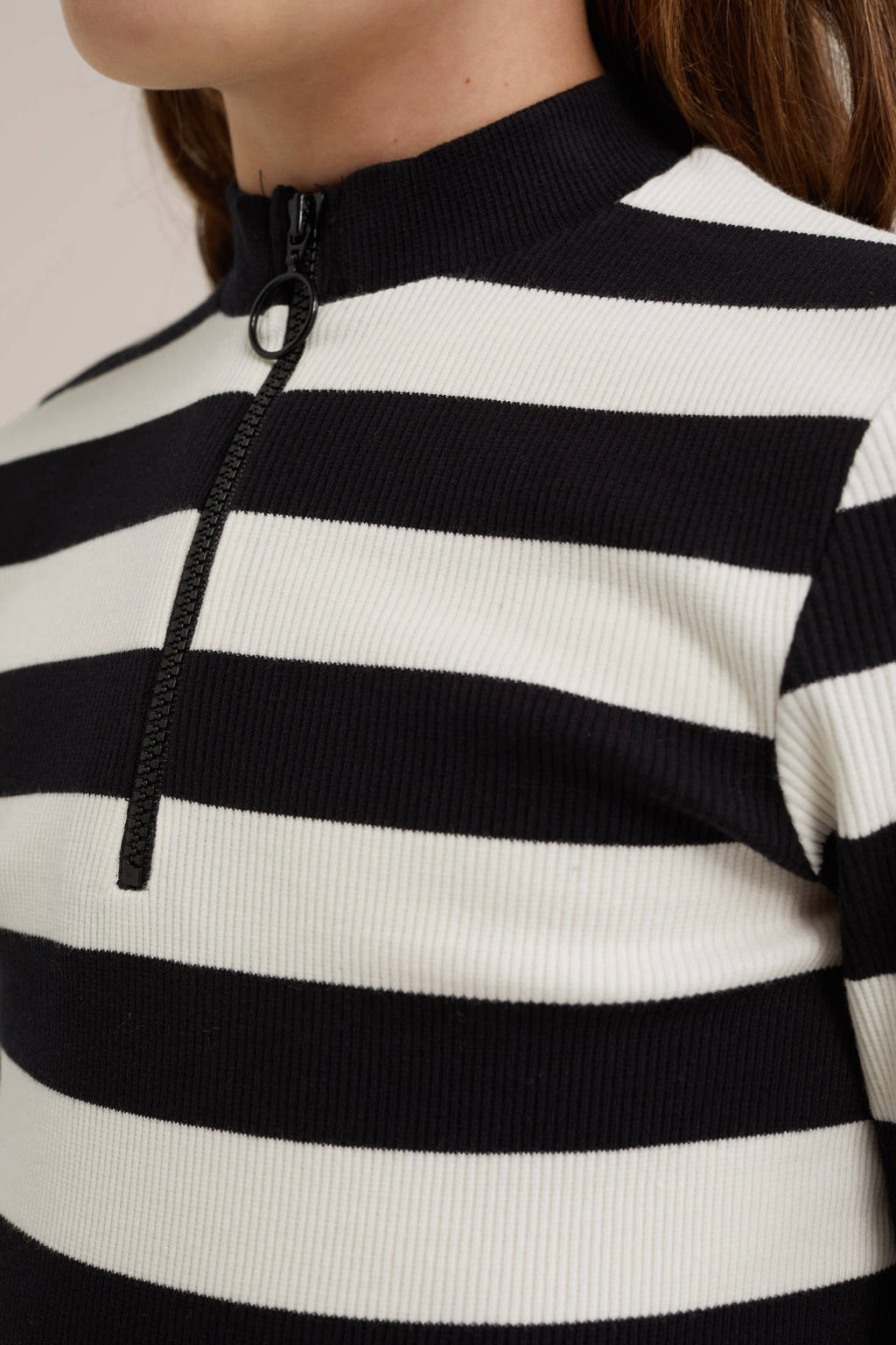 WE Fashion gestreepte bodycon jurk wit/zwart