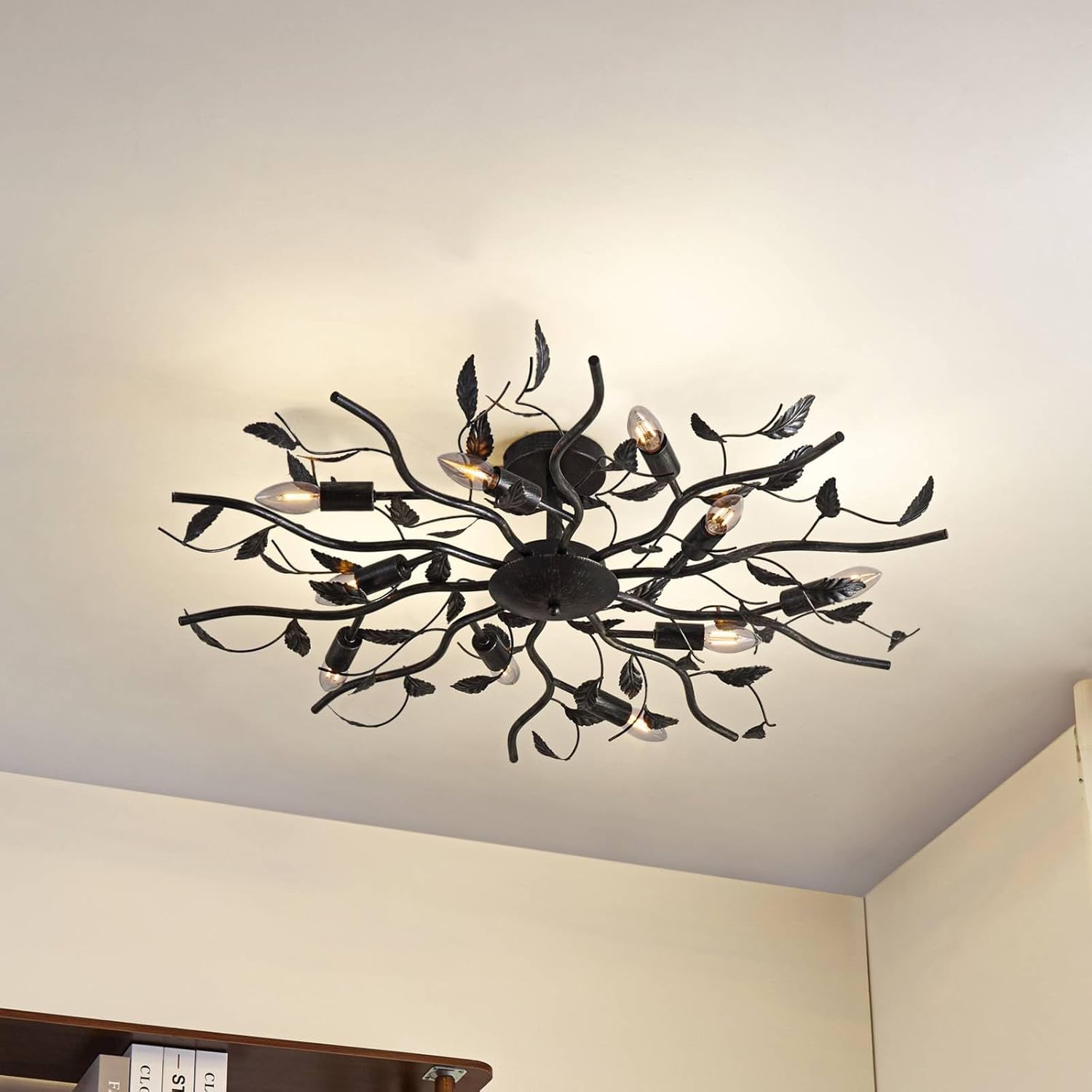 Lindby Deckenlampe Yos (Florentiner) in Schwarz aus Metall (10 flammig, E14) - Deckenleuchte Lampe Schlafzimmerleuchte