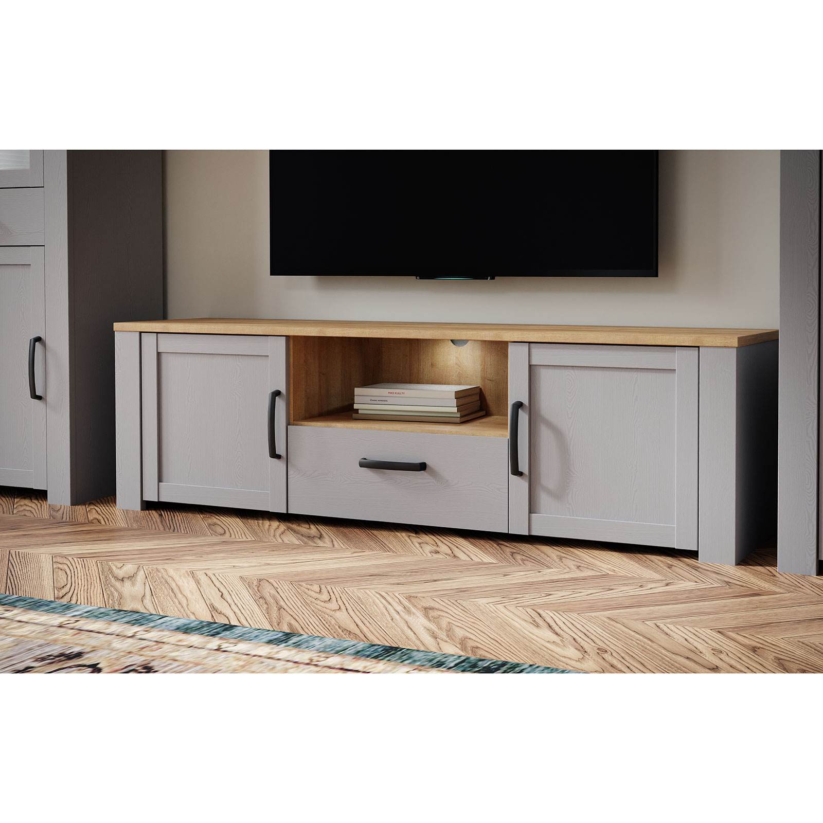 Lowboard - Eiche grau - Riviera Eiche - 166 cm breit