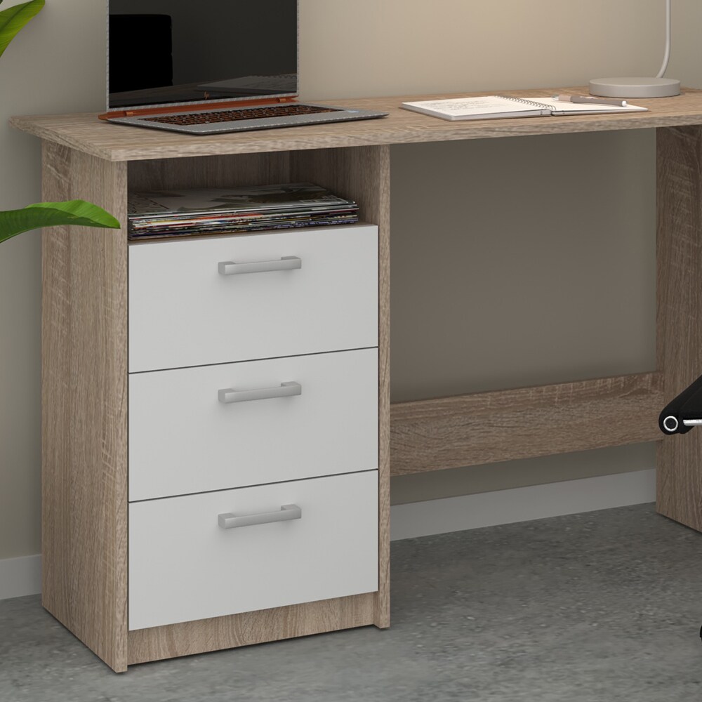 VICCO Schreibtisch MEIKO Weiß Sonoma Eiche Arbeitstisch Bürotisch Regal PC Tisch