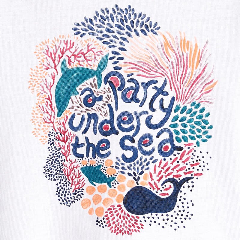 T-shirt océan Surfrider blanc bébé fille Blanc