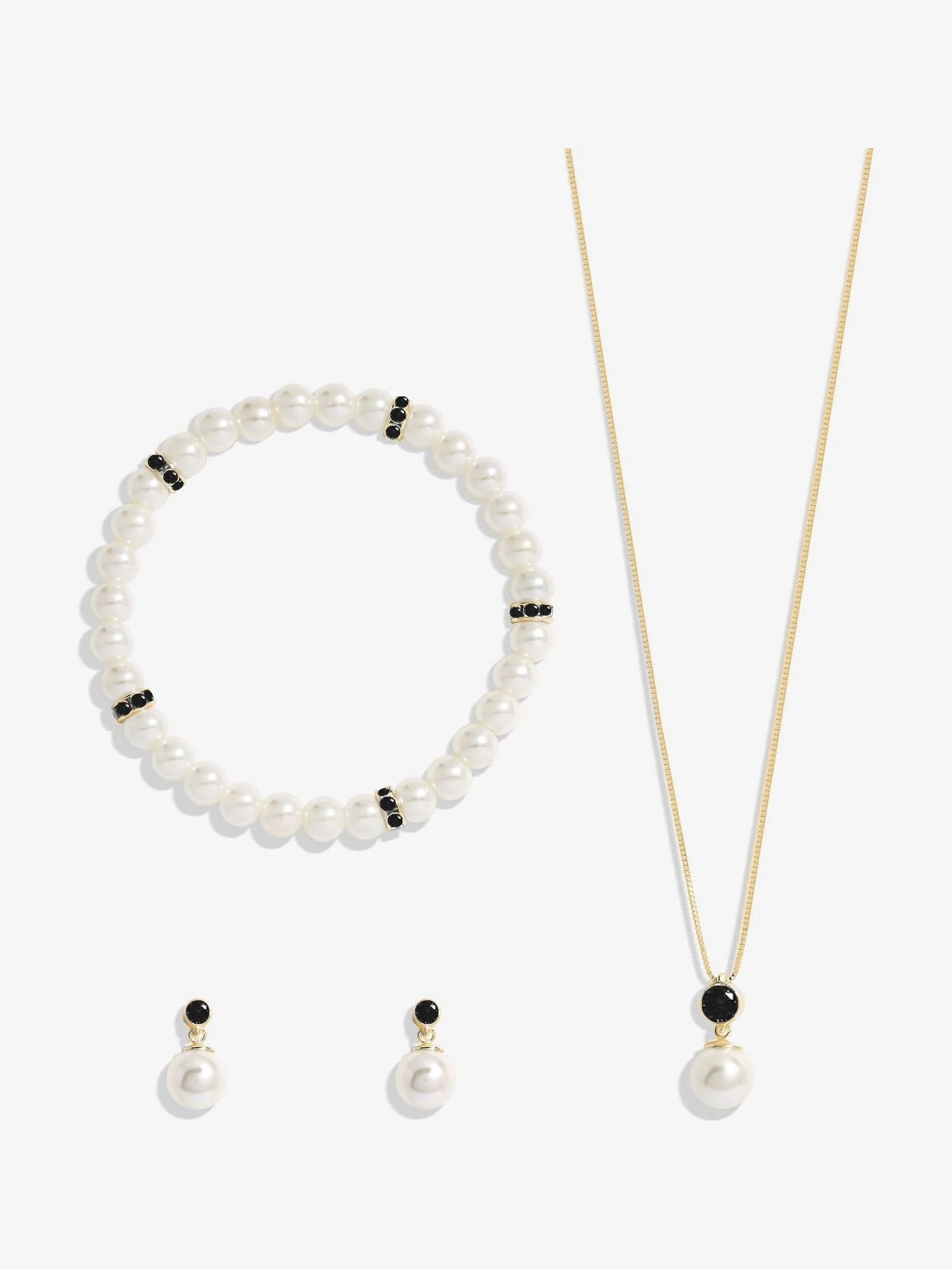 Jon Richard - Driedelige set met jet en parel - In cadeauverpakking