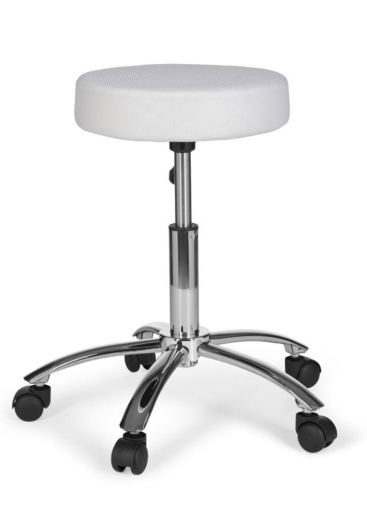 Drehhocker 55 cm chromfarbig/ weiß