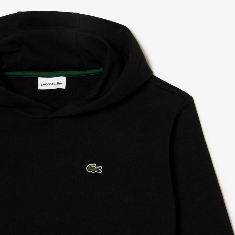 Sweatshirt à capuche enfant en molleton de coton biologique Pullovers & Sweatshirts - Noir - Lacoste - Enfant