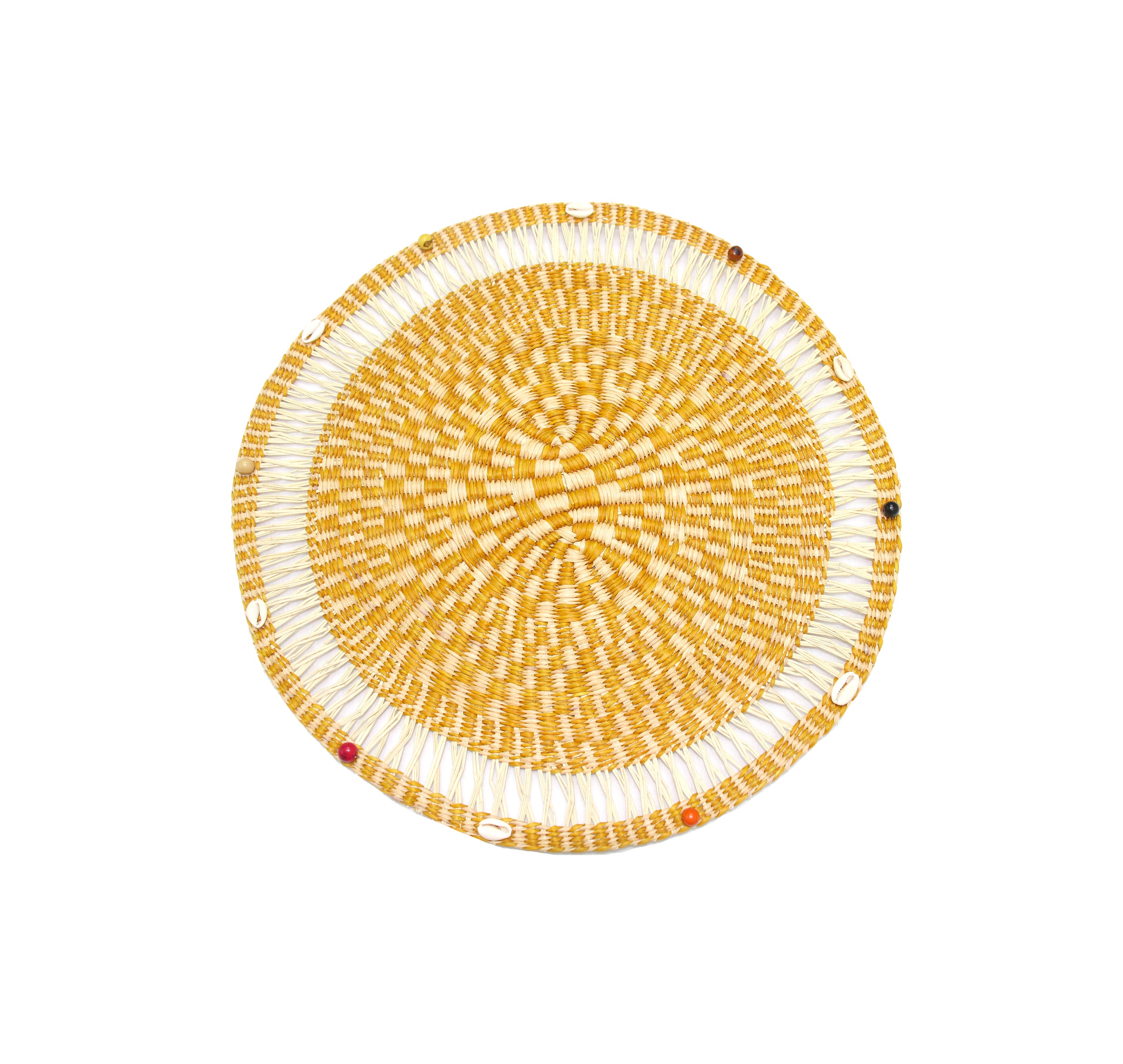 Set de table rond avec perles et coquillages (Lot de 2 unités)