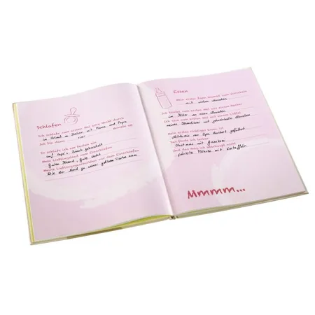 Hama Baby-Tagebuch Kleiner Hase, 20x28 cm, 44 illustrierte Seiten, Pink