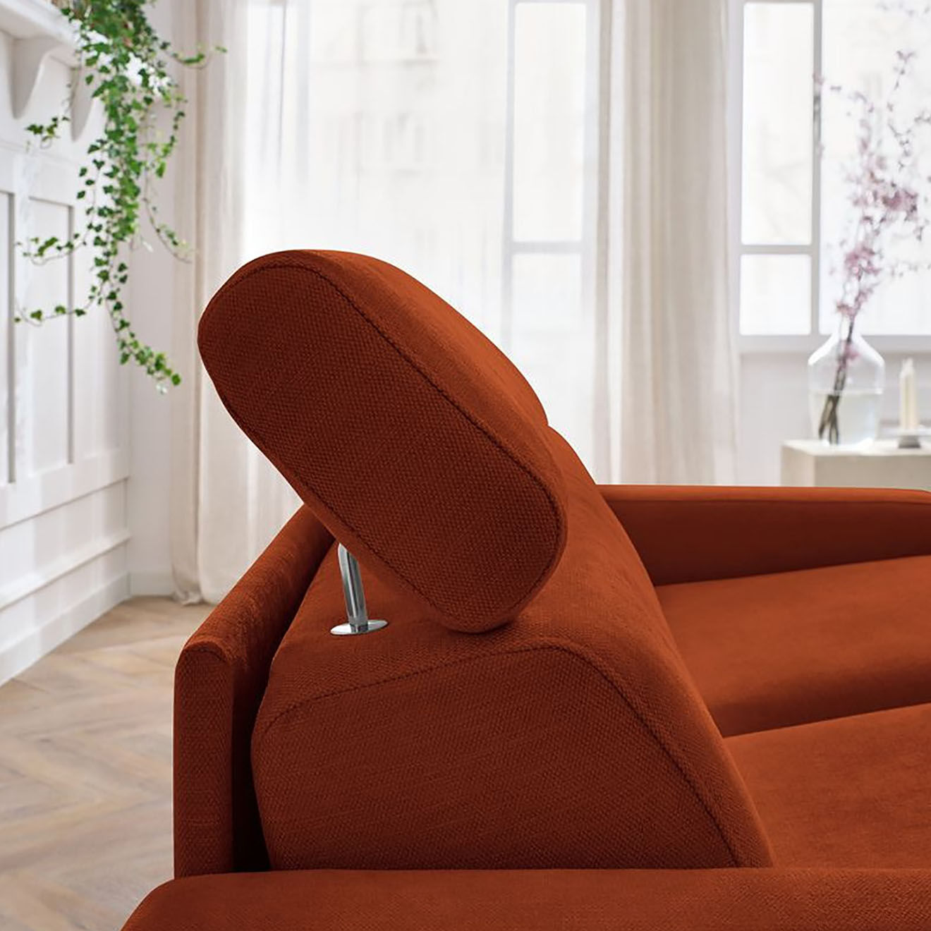 Bobochic Canapé convertible monaco ouverture express tissu lisse orange - 195x99 cm