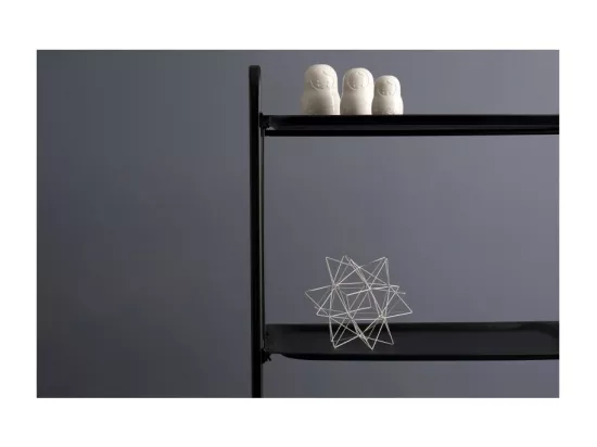 Chariot pliant à roulettes, table pliante roulante - Structure métallique noire, 2 niveaux en stratifié noir - 72*66*43 cm - BAUHAUS