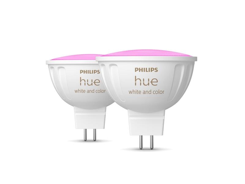Philips Hue Leuchtmittel White & Color Amb. MR16 Doppelpack Smartes Spot-Leuchtmittel für Leuchten mit GU5.3 Sockel