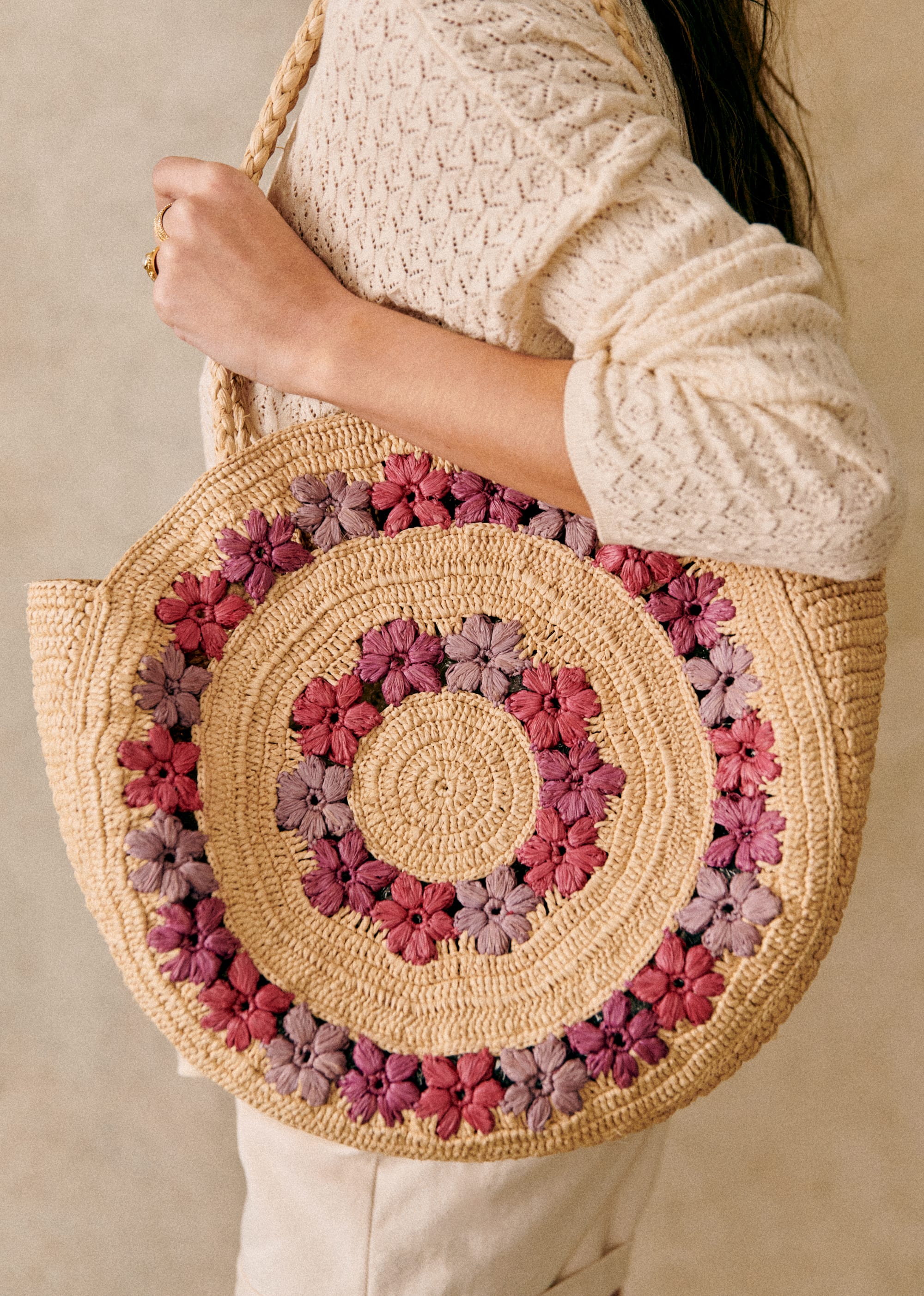 Panier June - Raphia fleurs mauve multi - SACS/NEW SACS Nos Paniers 5906412