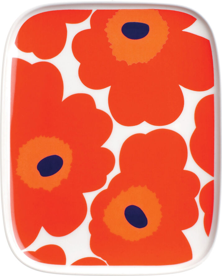 Marimekko Unikko tallerken 15x12 cm Hvid, rød