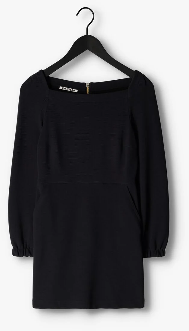 VANILIA donkerblauwe vanilia mini jurk ribbed square mini