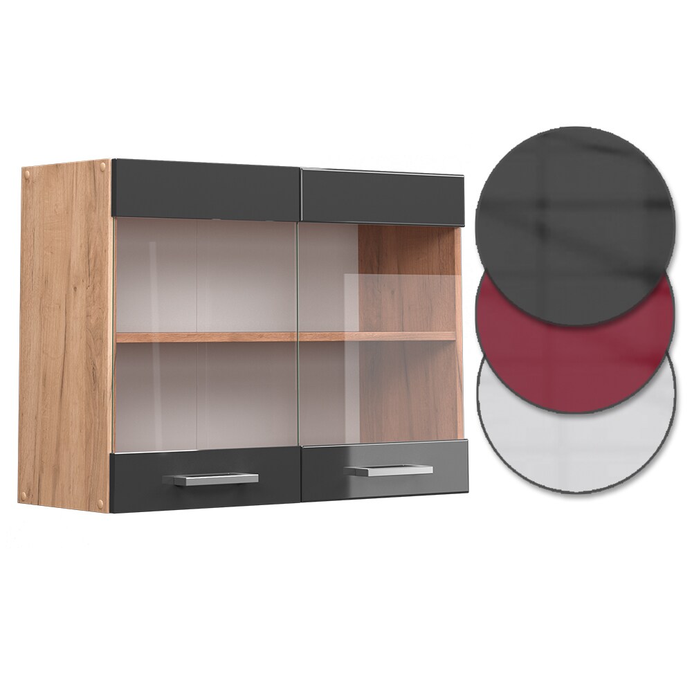 Vicco Hängeglasschrank Küchenschrank Küchenzeile R-Line 80 cm Goldkraft Anthrazit