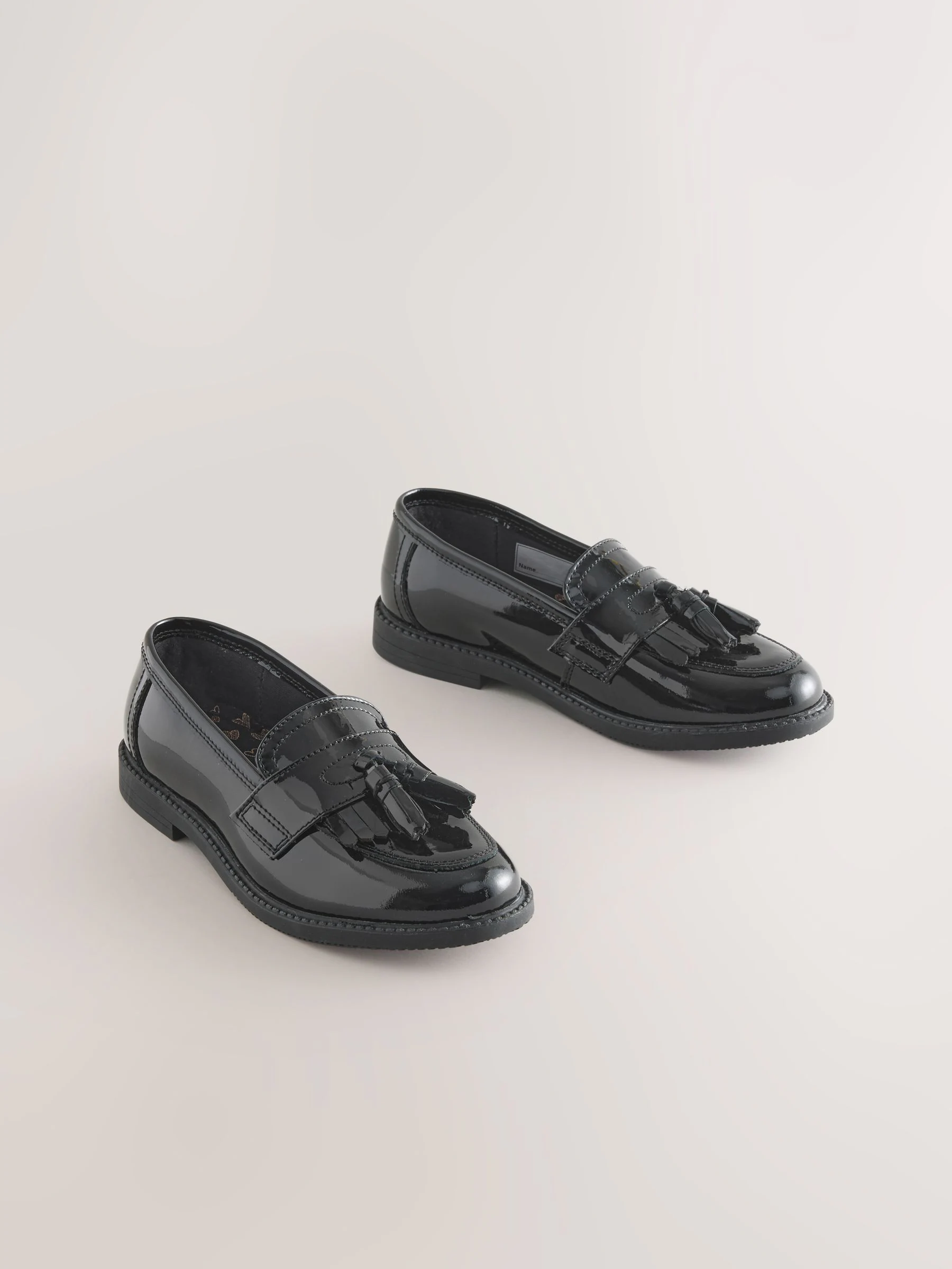Zwart lak - Leren schoolschoenen met kwastjes