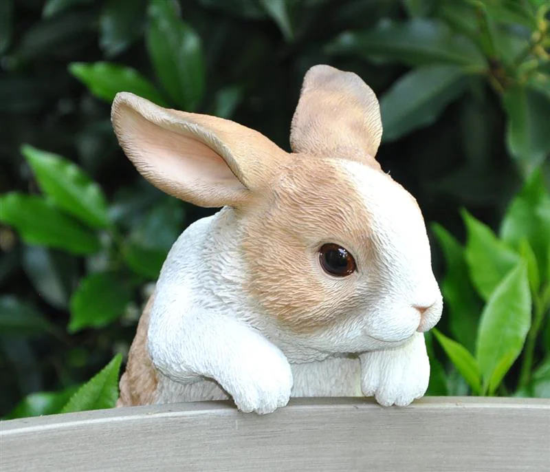 Dazikemo Dekofigur Gartenfigur Hase für Zaun und Trennwand