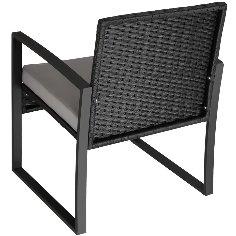 tectake - balkonset Granada - wicker - zwart
