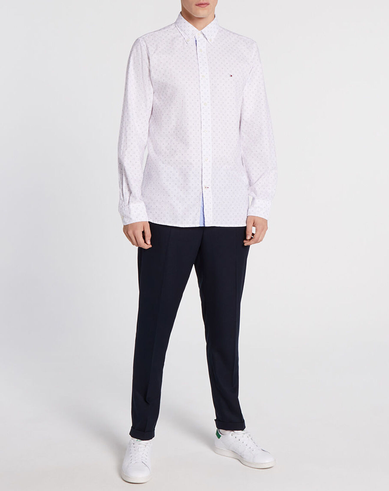 Tommy Hilfiger Chemise droite imprimée Géométrique bleu/blanc