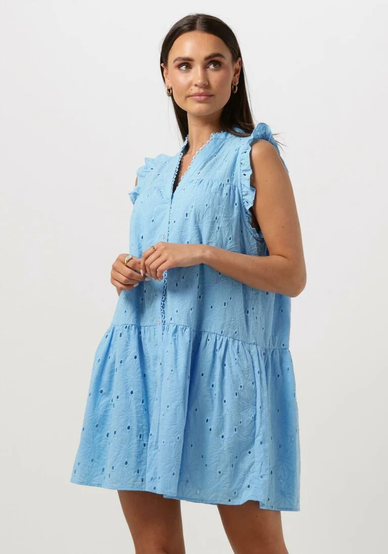 CO\\'COUTURE lichtblauwe co'couture mini jurk pola anglaise ss dress