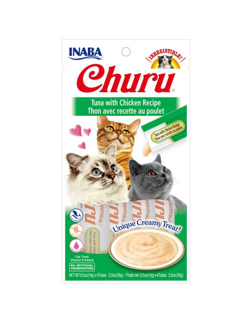 Inaba Churu Purée - Kattensnack - Tonijn Kip 15 4 stuks