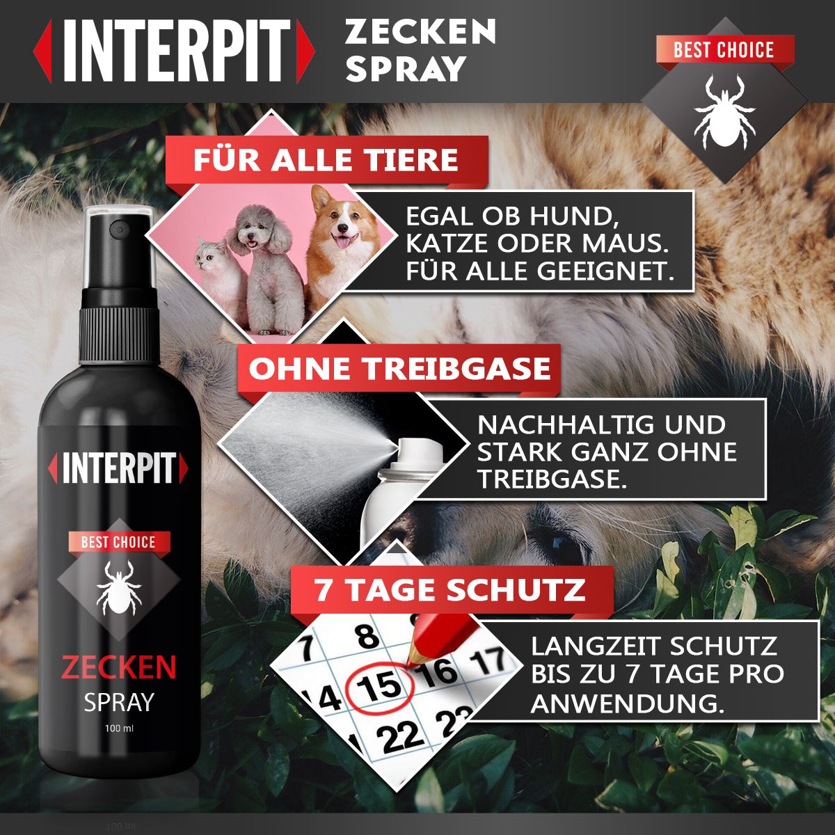 Interpit® | Zecken Spray für Hund und Katze