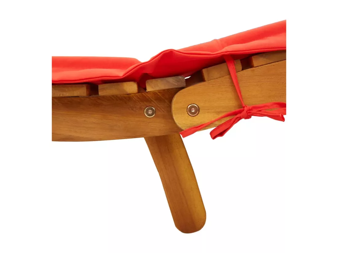 Chaises longues avec coussins lot de 2 rouge bois massif acacia