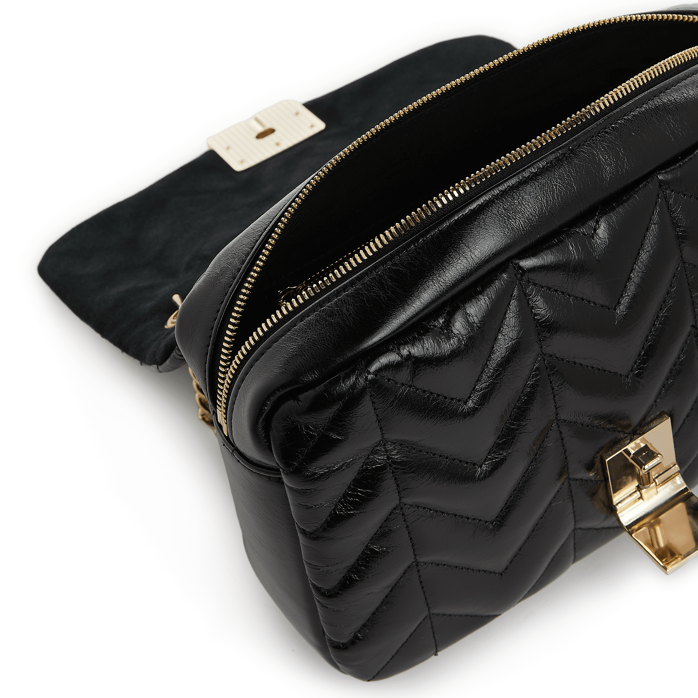 ELLA - Sac bandoulière en cuir matelassé | Noir