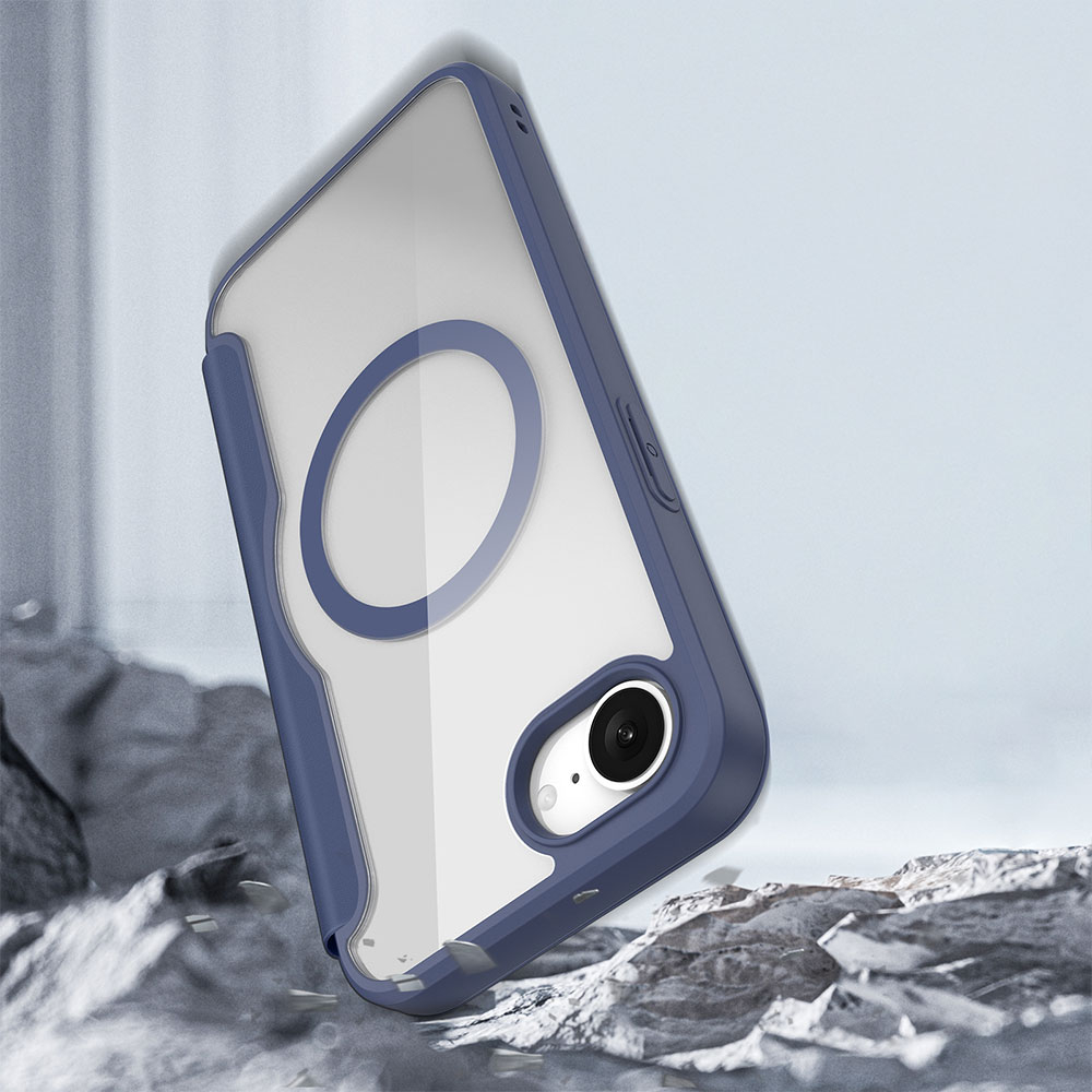 iPhone 16e MagSafe Hybrid Leder Tasche   Kunststoff Rückseite - Blau / Transparent