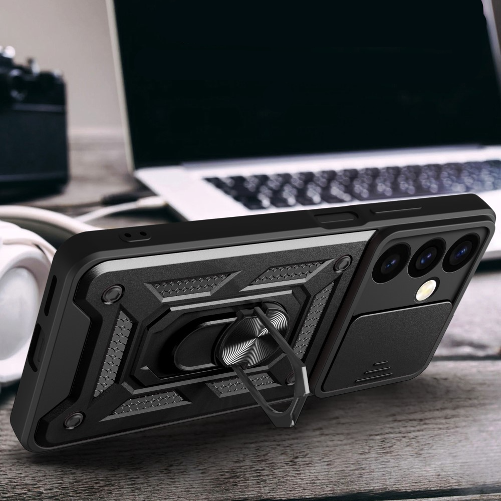 Samsung Galaxy S24  Plus Hybrid Outdoor Hardcase Hülle mit Cam-Slider   Magnetischer Kickstand - Schwarz