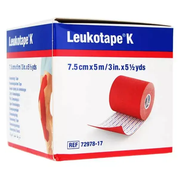 Fita adesiva elástica Leukotape® K vermelha, 5 m x 7,5 cm