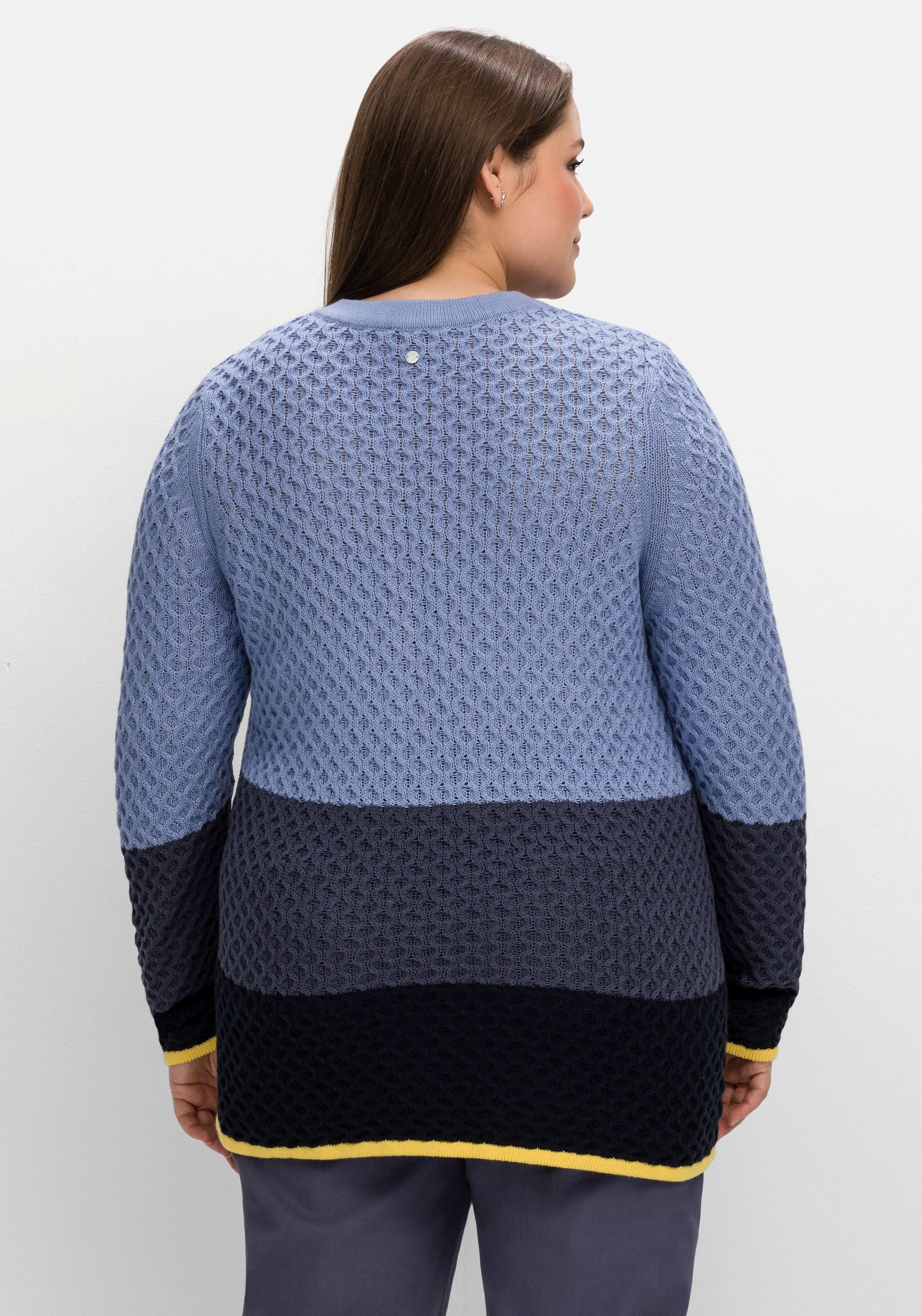 Pullover im Wabenstrickmuster, mit Blockstreifen
