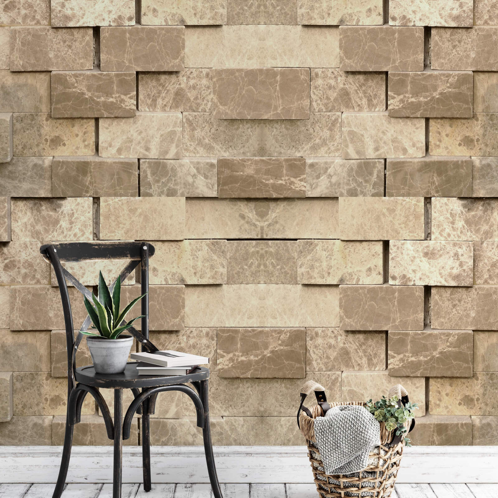 Fototapete DESIGNWALLS 2.0 - grau-weiß - Steinwand - 2,6 Meter