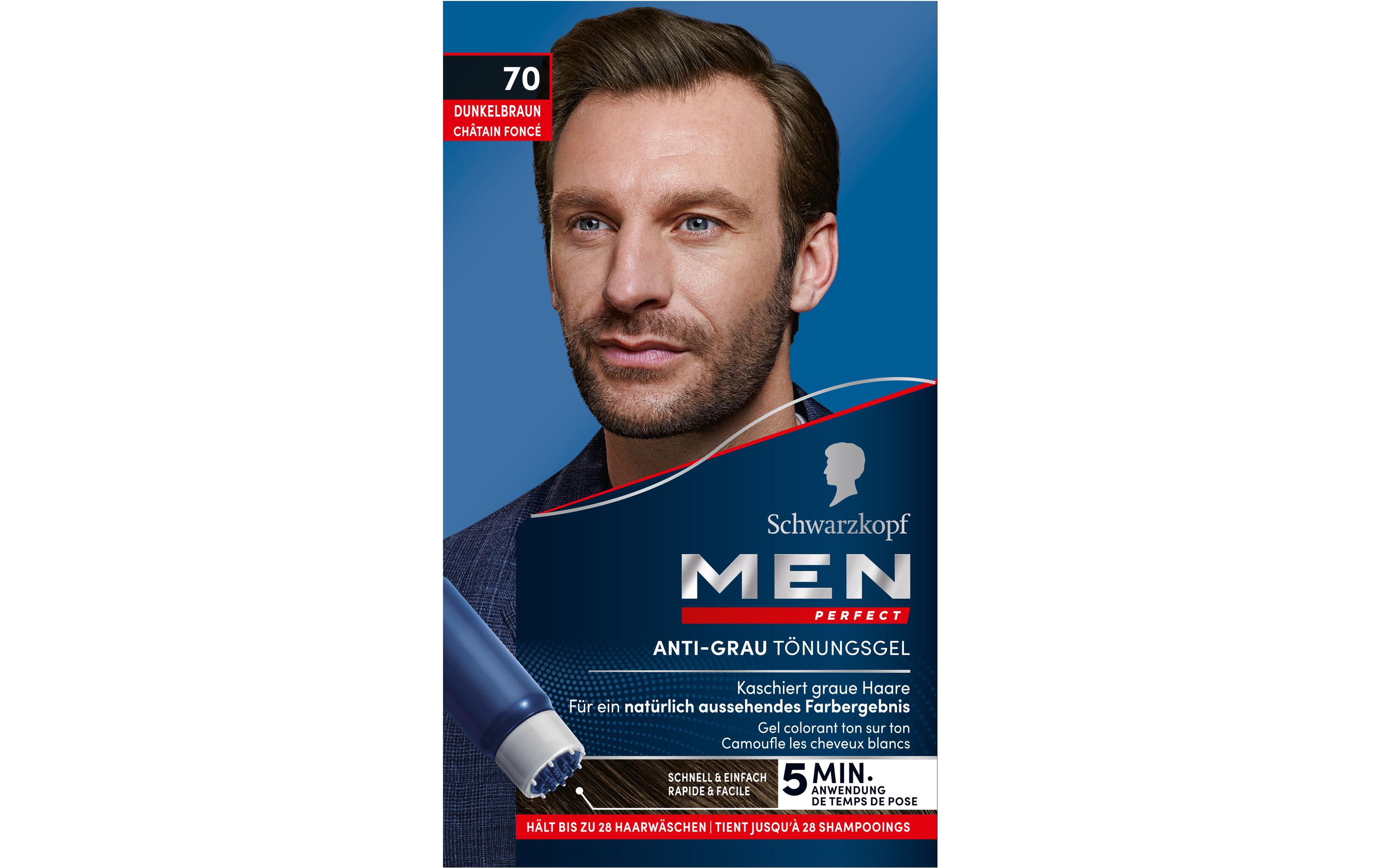 Haarcoloration Anti-Grau 70 DunkelbraunLeicht anzuwendende Gel-Coloration für Männer