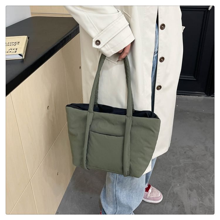 Kleevelind - Gevoerde Tote Bag met Effen Paneel