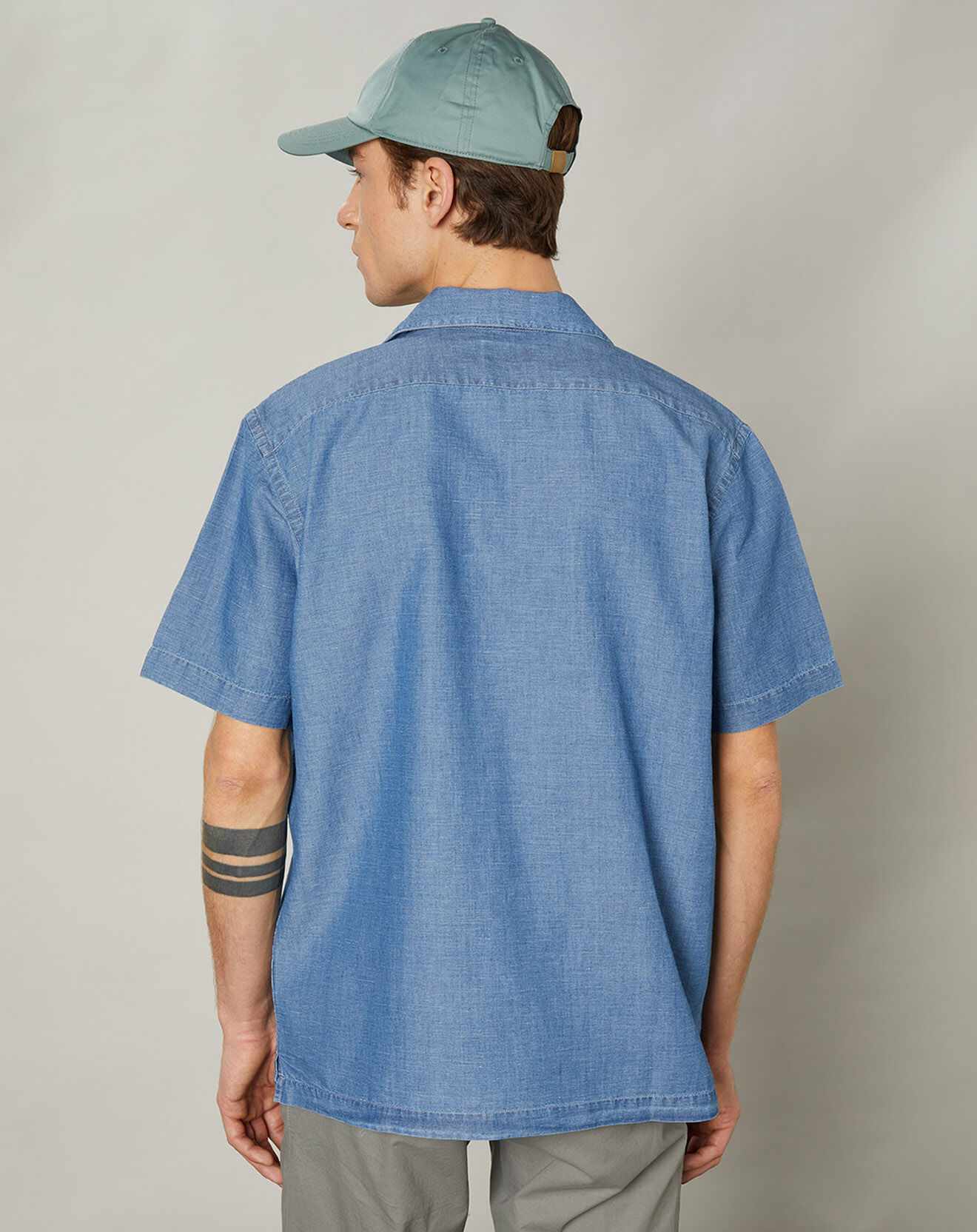 Hartford Chemise regular en Coton & Lin Phil indigo