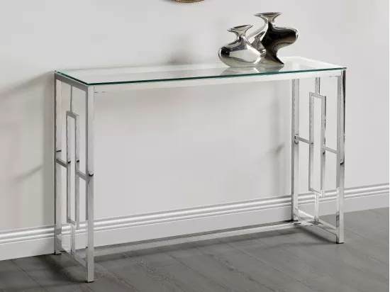 Console CLOTILDE de Pascal MORABITO - Verre trempé et acier - Chromé