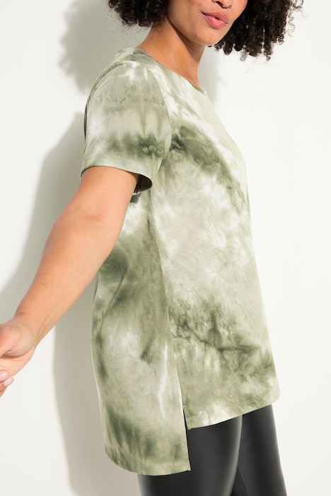 T-Shirt, längere A-Linie, Batik-Muster, Rundhals, Halbarm