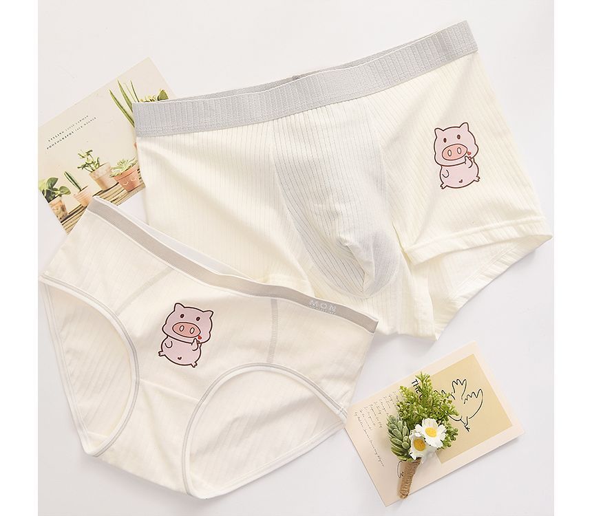 Pancherry - Matching set voor koppels: boxershorts met print + slipje