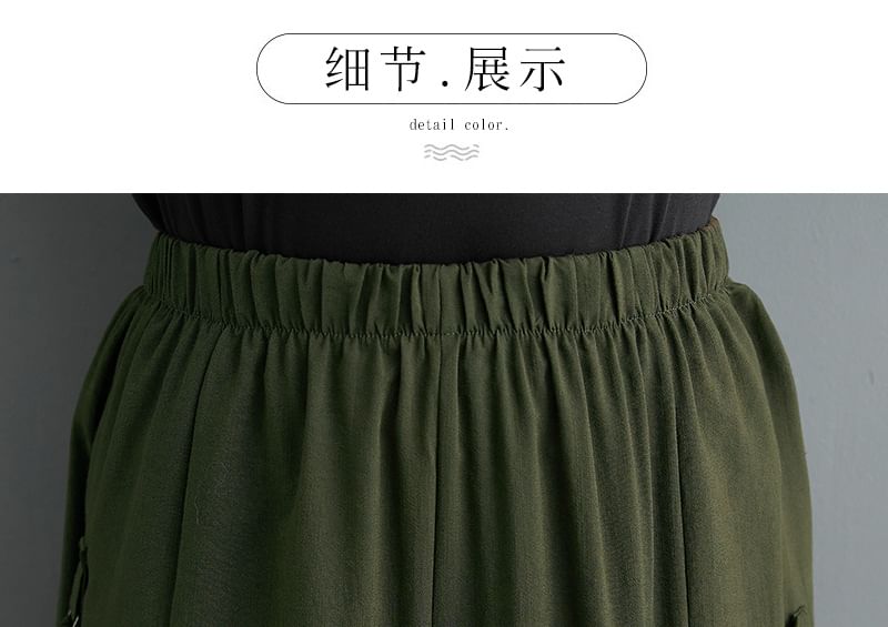 Shinobu - Effen cropped culottes met elastische taille