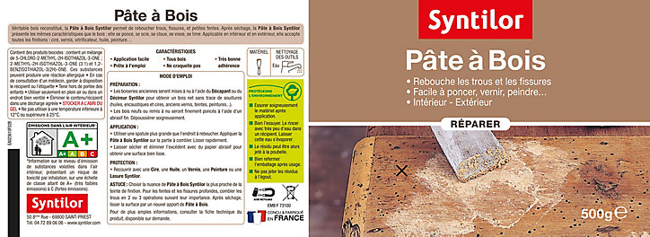 Pâte à bois Chêne clair 500 g Syntilor